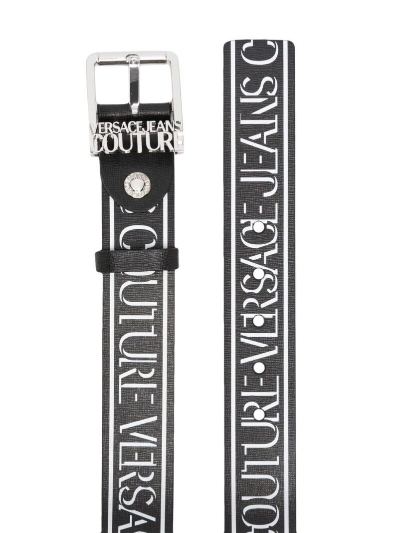 Versace logo-tape leather belt