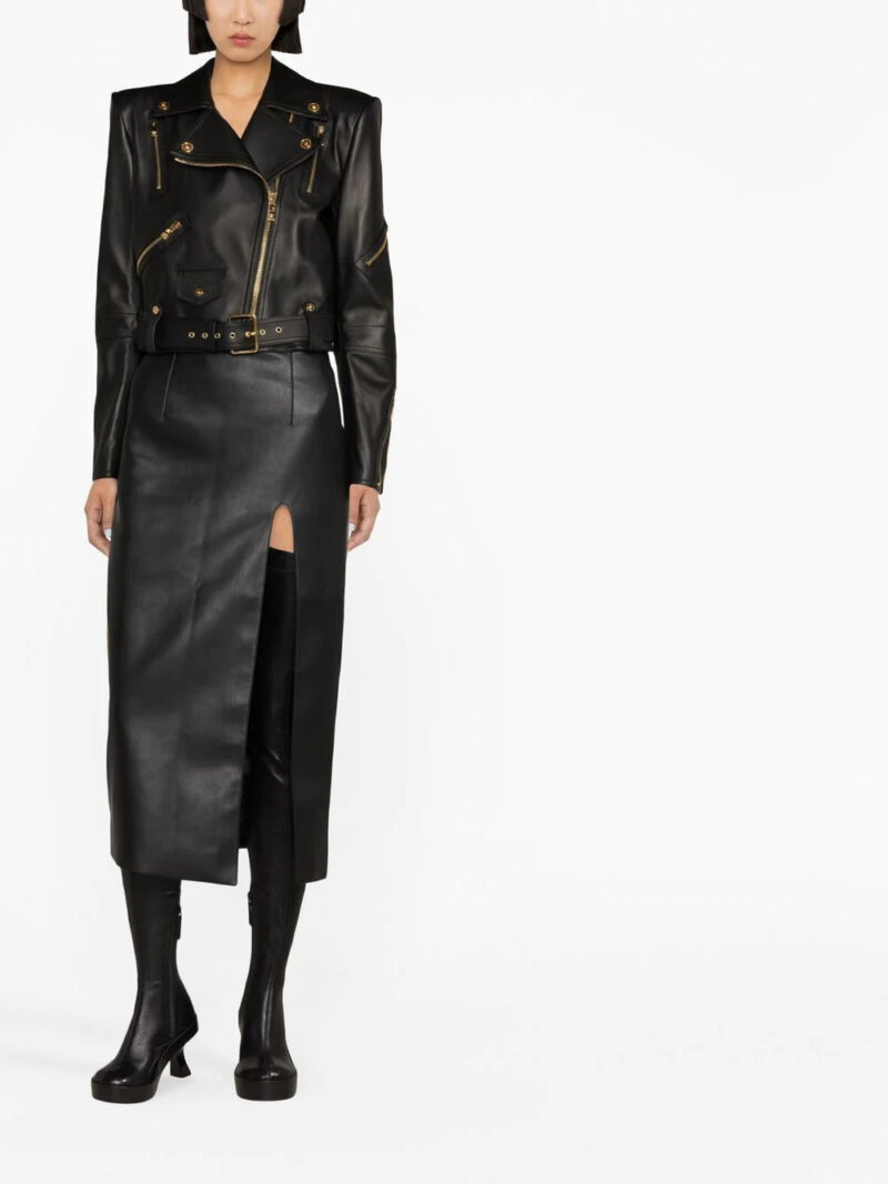 Versace polished-finish long-sleeve dress