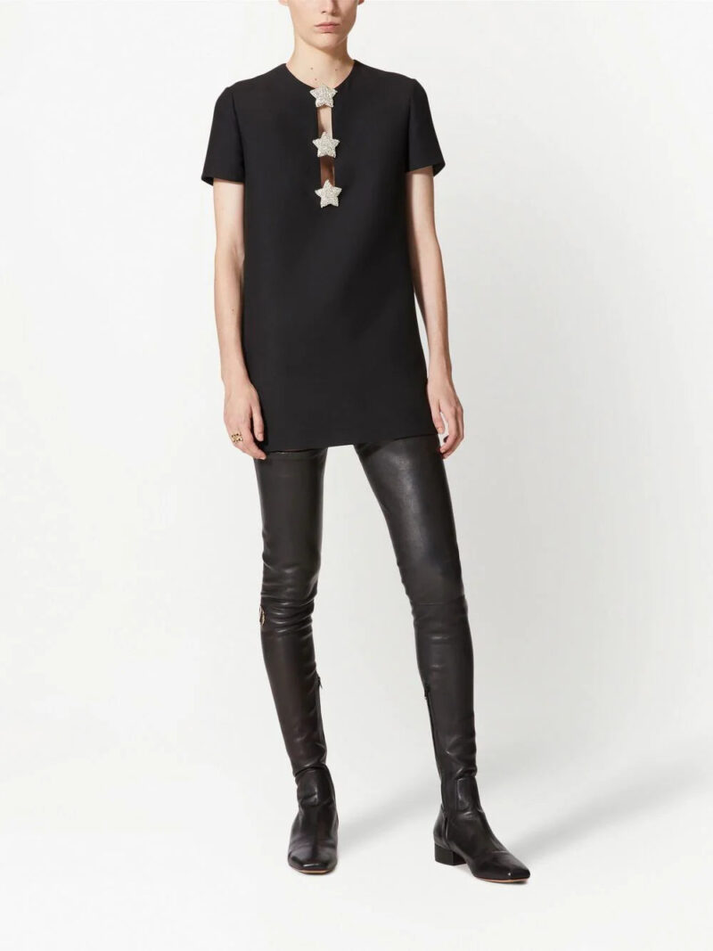Valentino Garavani  Crepe Couture embroidered short dress
