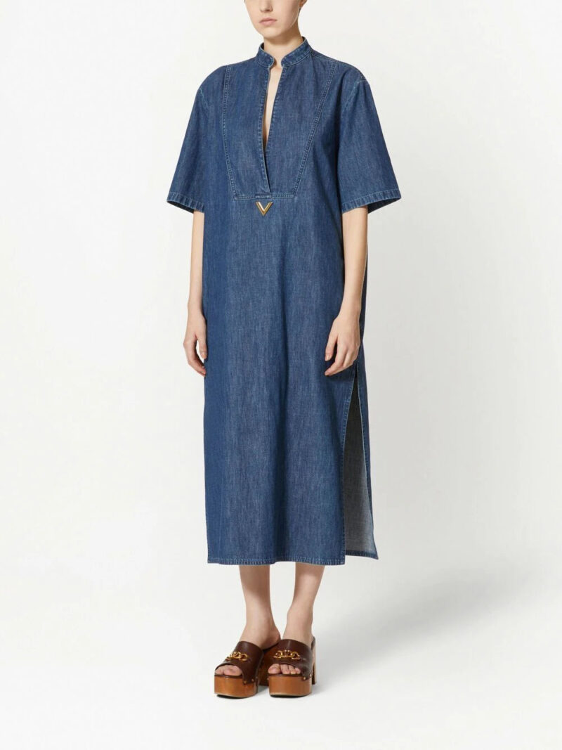 Valentino Garavani  logo plaque denim kaftan