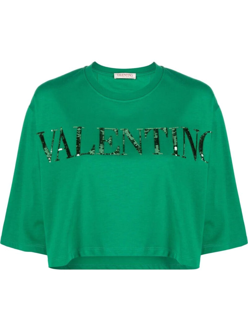 Valentino Garavani  sequin-embellished cropped T-shirt