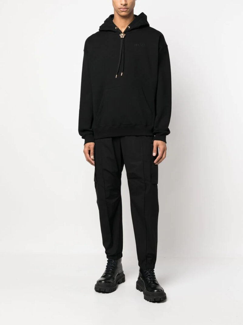 Versace  Medusa-drawstring rib-trimmed hoodie
