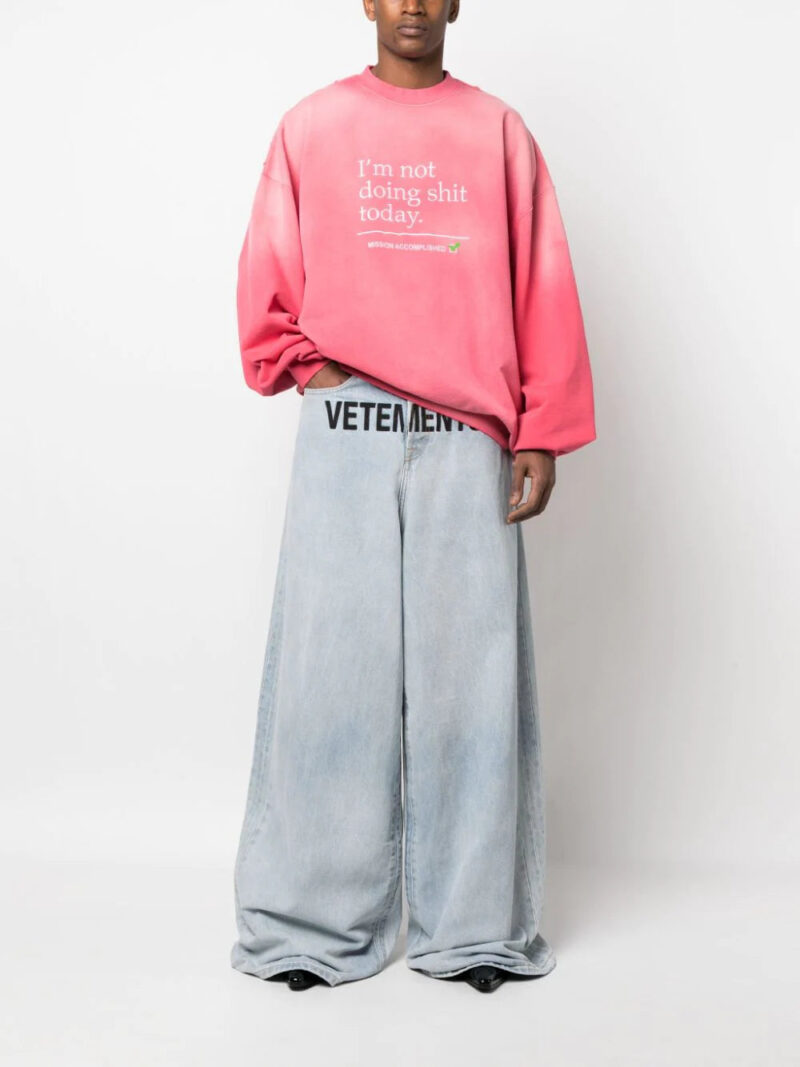 VETEMENTS  slogan-embroidery cotton sweatshirt