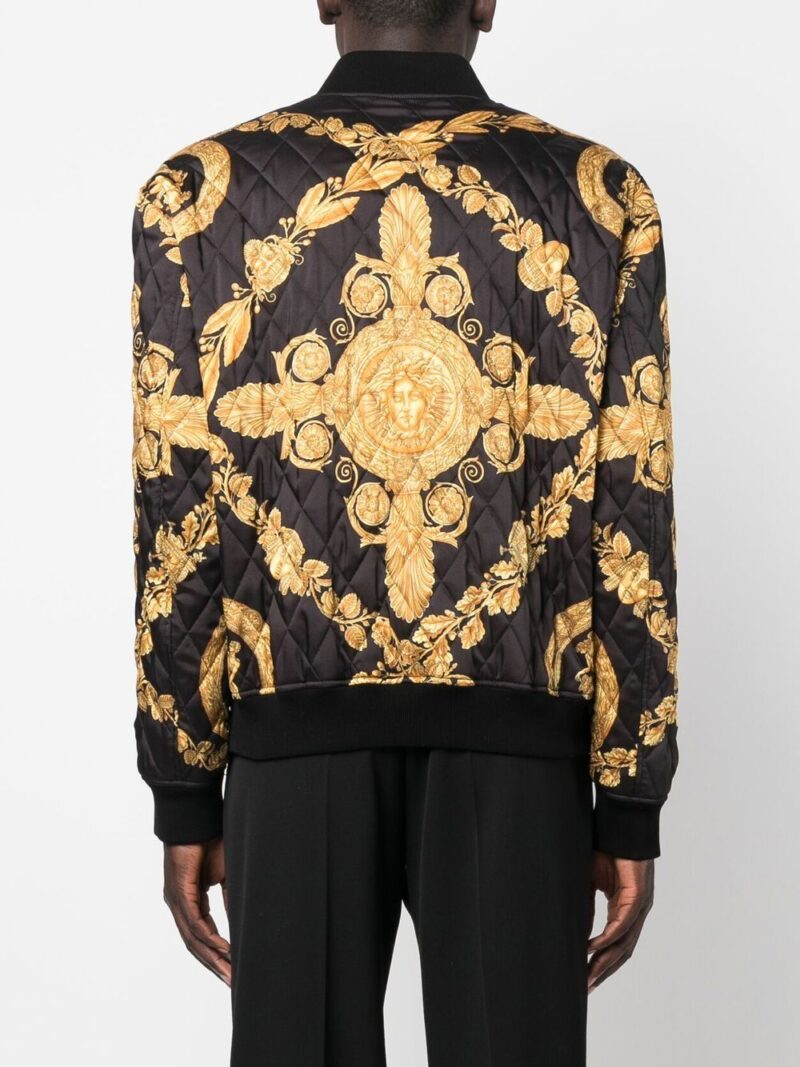 Versace Maschera Baroque-print quilted bomber jacket