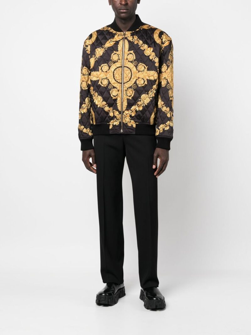 Versace Maschera Baroque-print quilted bomber jacket