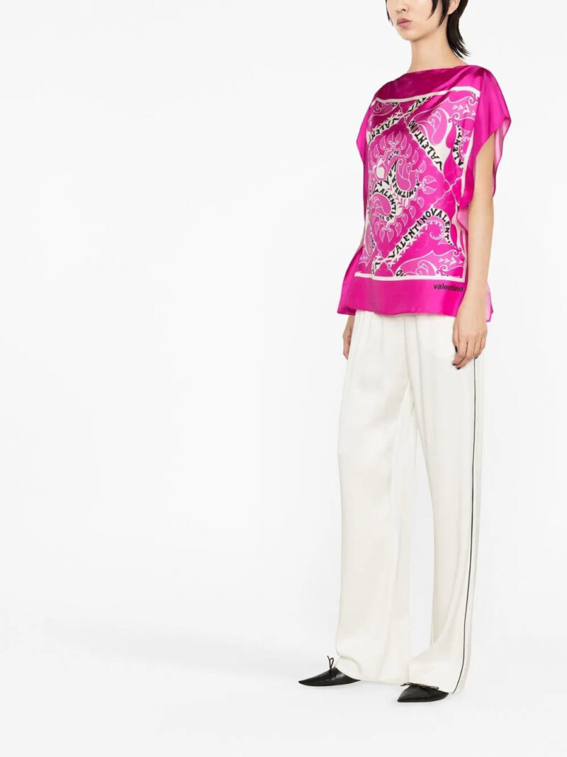 Valentino Garavani  silk logo-print blouse