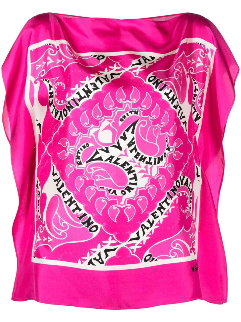 Valentino Garavani  silk logo-print blouse