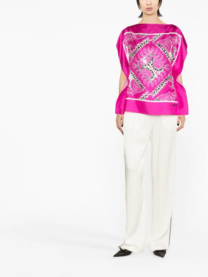 Valentino Garavani  silk logo-print blouse