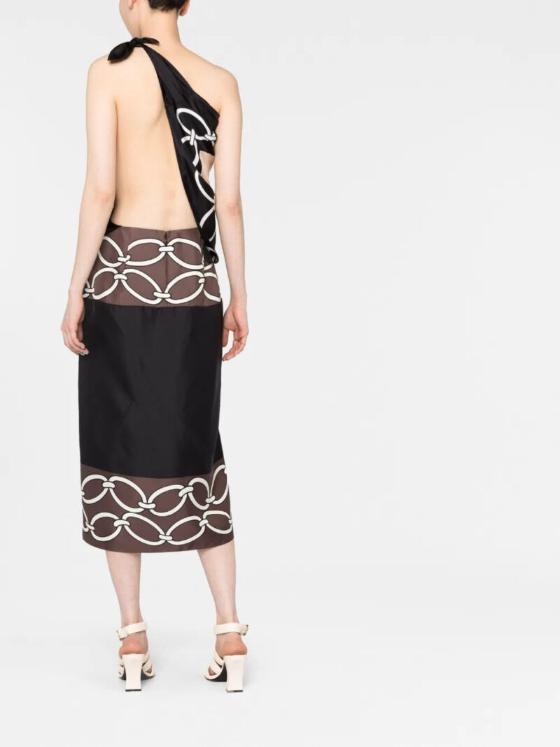 Valentino Garavani Chain 1967-print one-shoulder dress