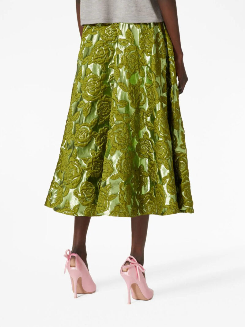 Valentino Garavani Rose moiré brocade midi skirt
