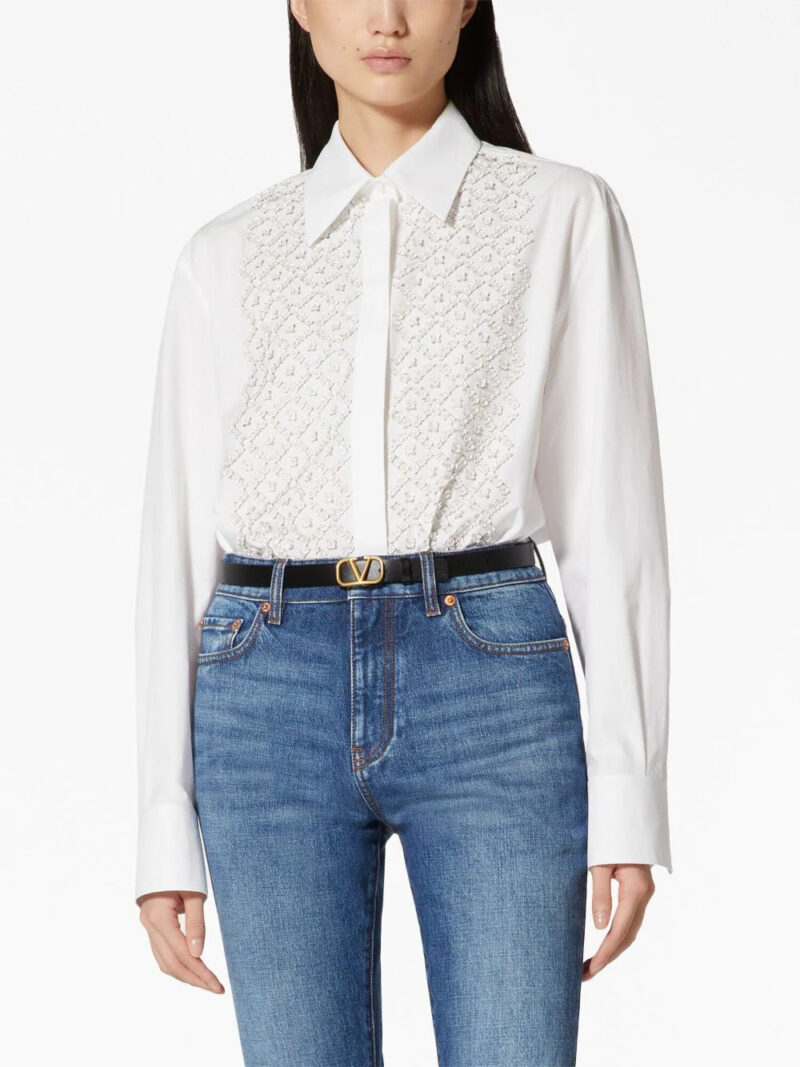 Valentino Garavani  embroidered cotton long-sleeve shirt