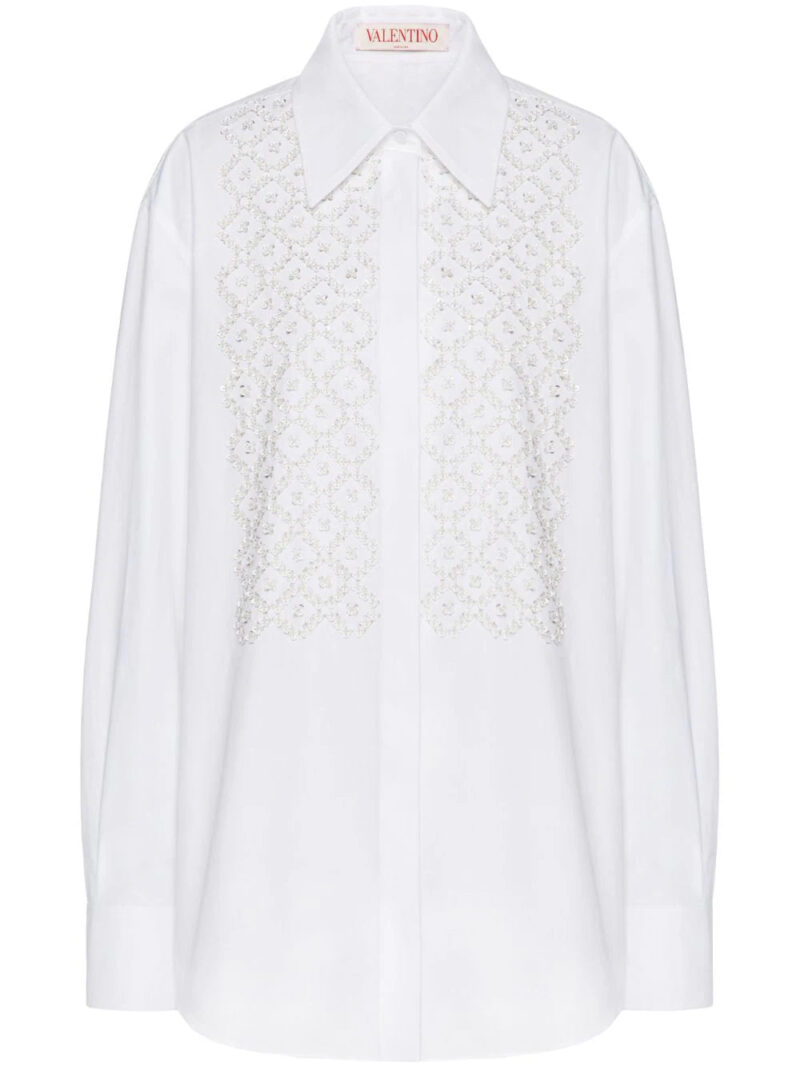 Valentino Garavani  embroidered cotton long-sleeve shirt