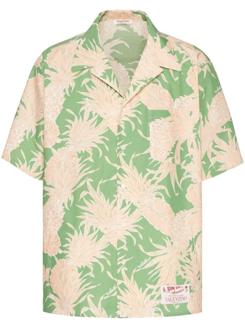 Valentino Garavani Pineapple-print cotton bowling shirt