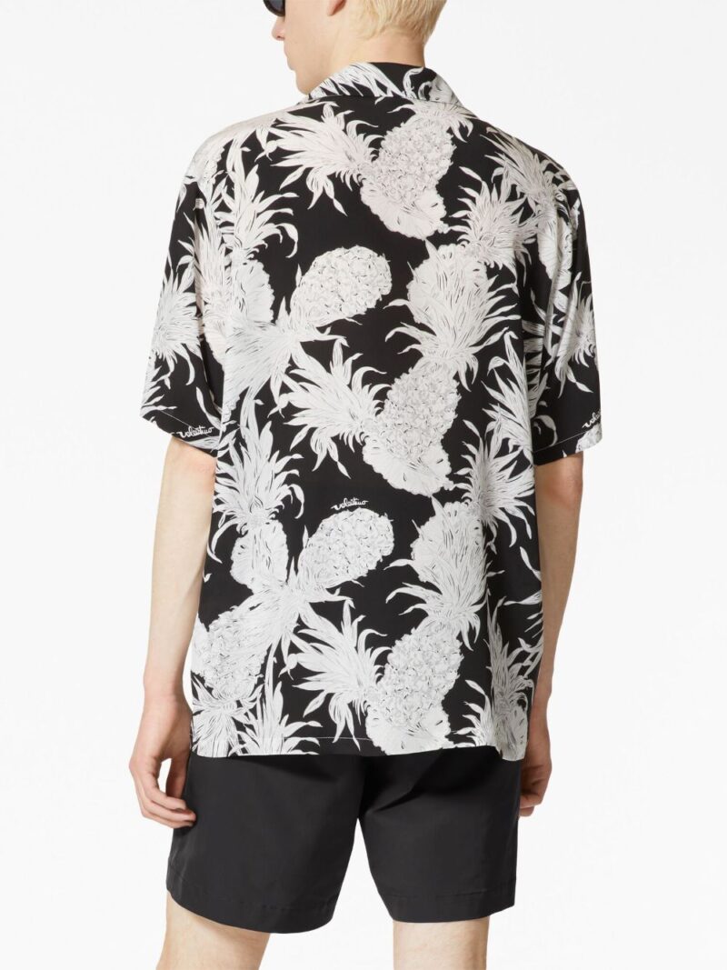 Valentino Garavani Pineapple-print silk bowling shirt