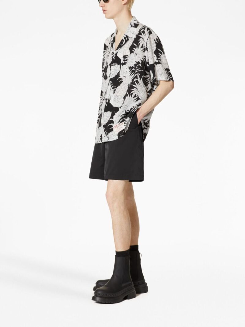 Valentino Garavani Pineapple-print silk bowling shirt