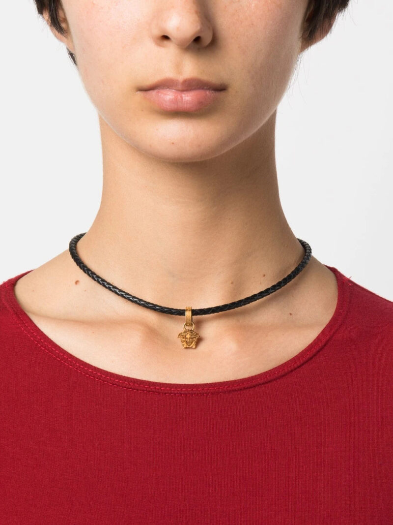 Versace  Medusa pendant leather necklace