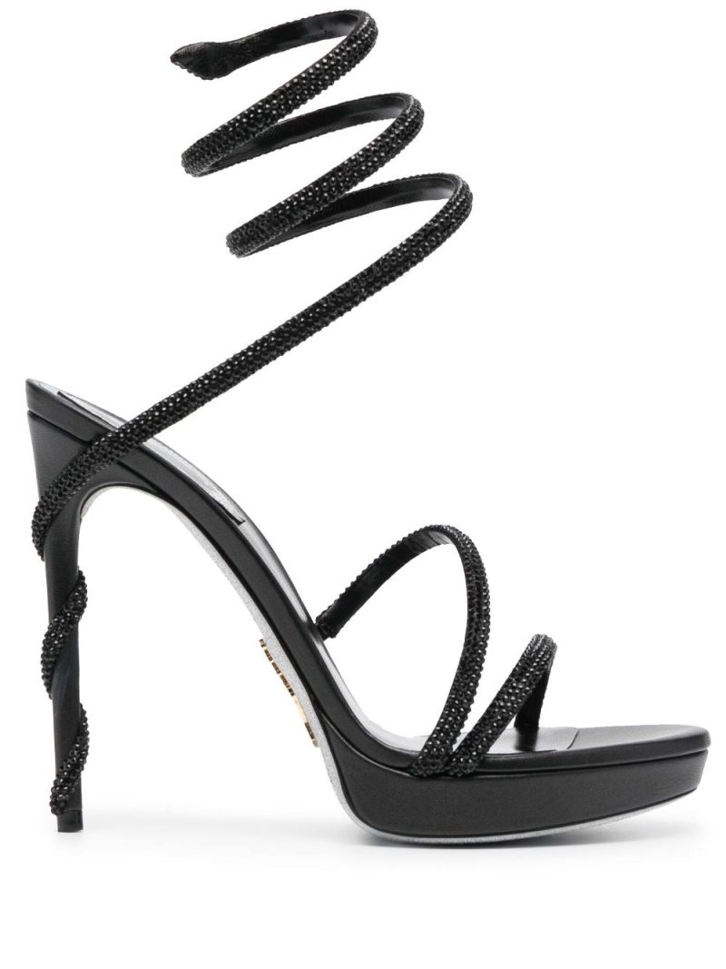 René Caovilla  crystal-embellished wraparound leather sandals
