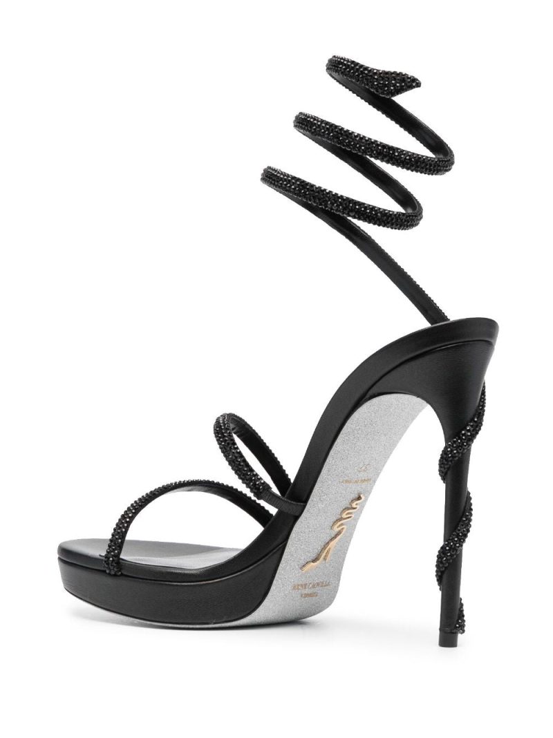René Caovilla crystal-embellished wraparound leather sandals