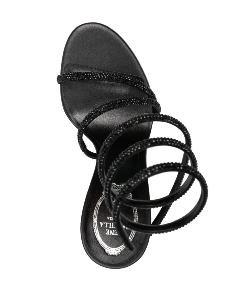 René Caovilla crystal-embellished wraparound leather sandals