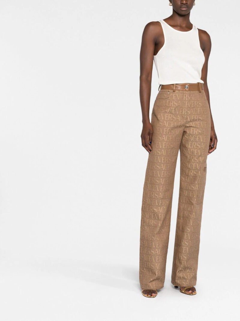 Versace  logo-jacquard straight-leg trousers