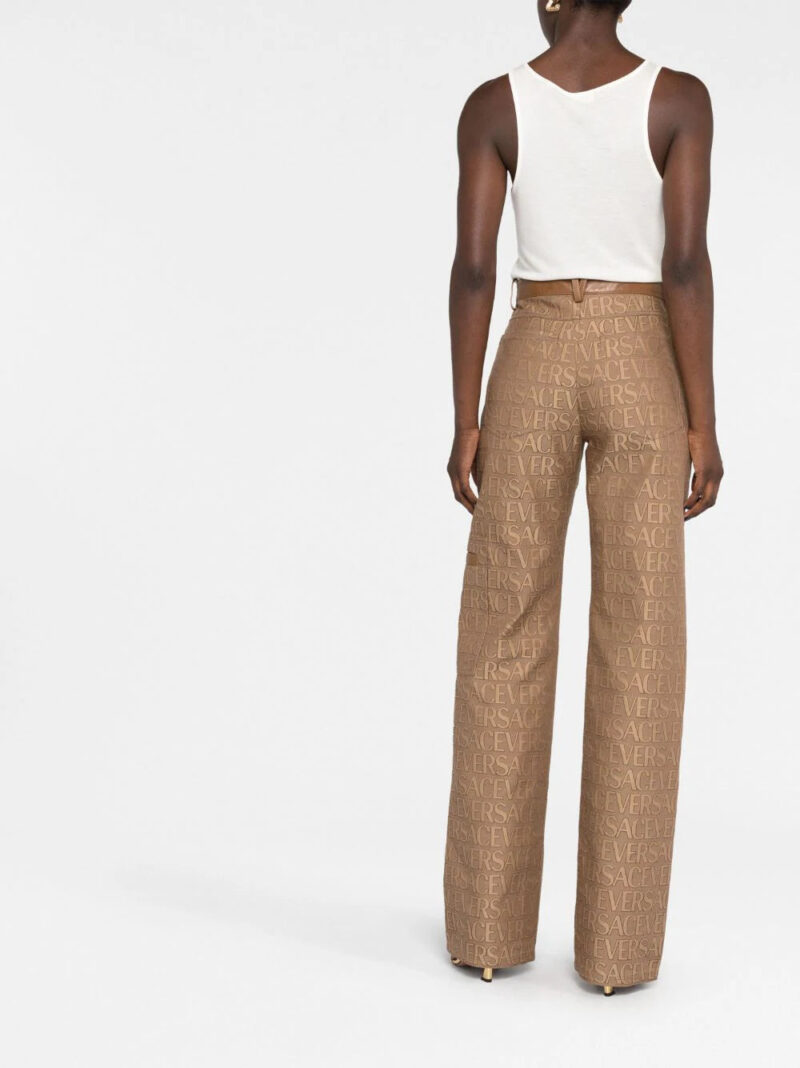 Versace  logo-jacquard straight-leg trousers
