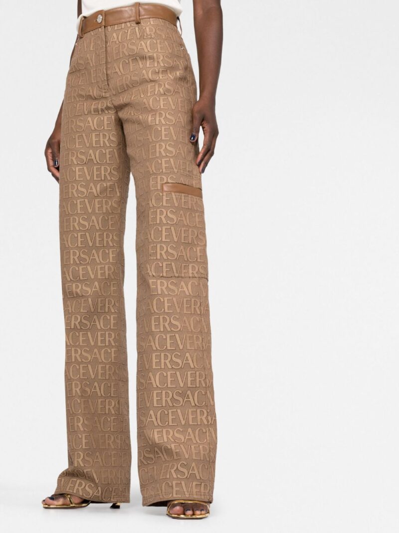 Versace  logo-jacquard straight-leg trousers