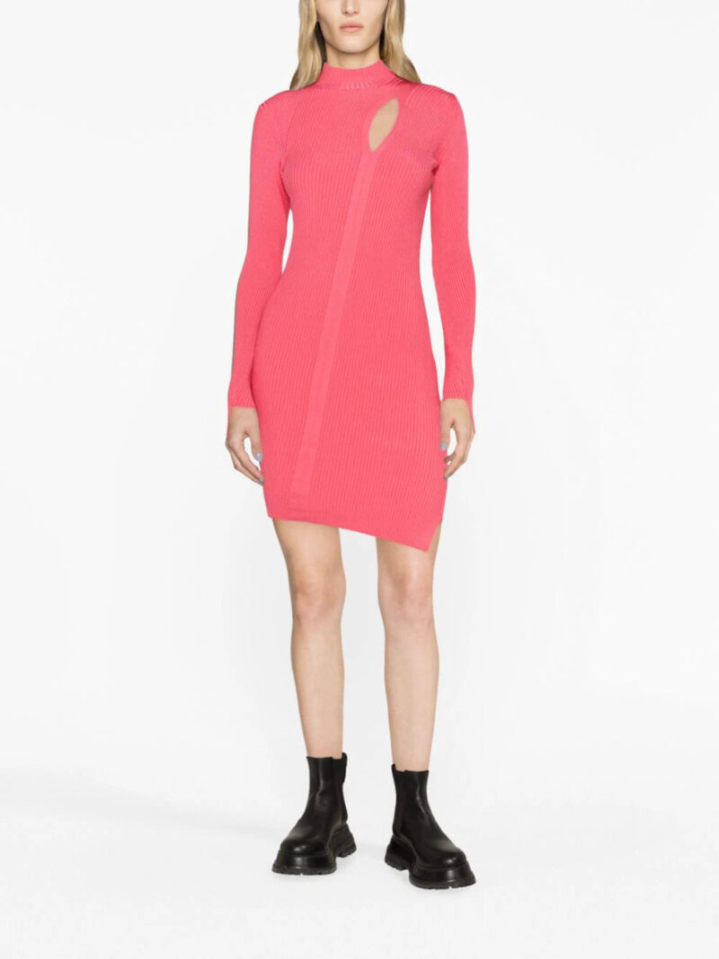 Versace ribbed-knit slashed minidress