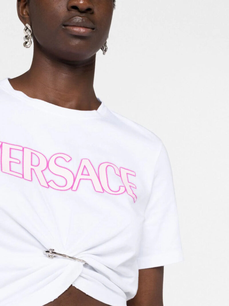 Versace  safety-pin logo-print T-Shirt