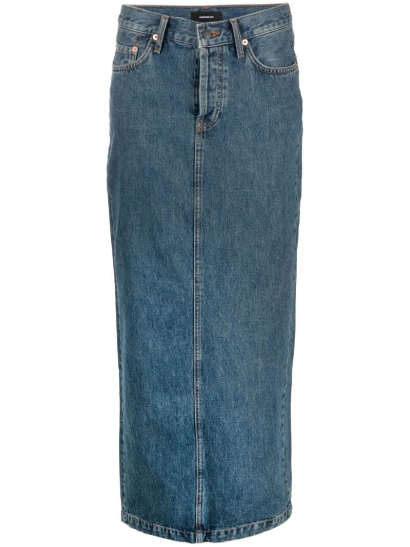 WARDROBE.NYC  rear-slit denim maxi skirt