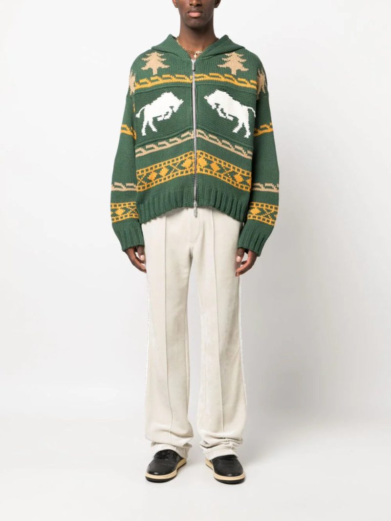 Rhude  patterned intarsia zip-up hoodie