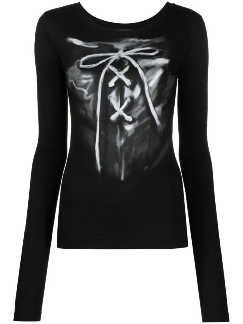 We11done  ribbon-print cotton T-shirt