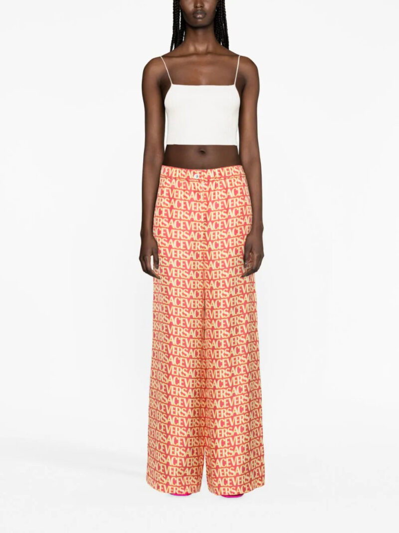 Versace  logo-print silk palazzo pants