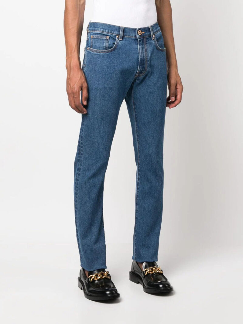 Versace logo-embroidered slim-fit jeans