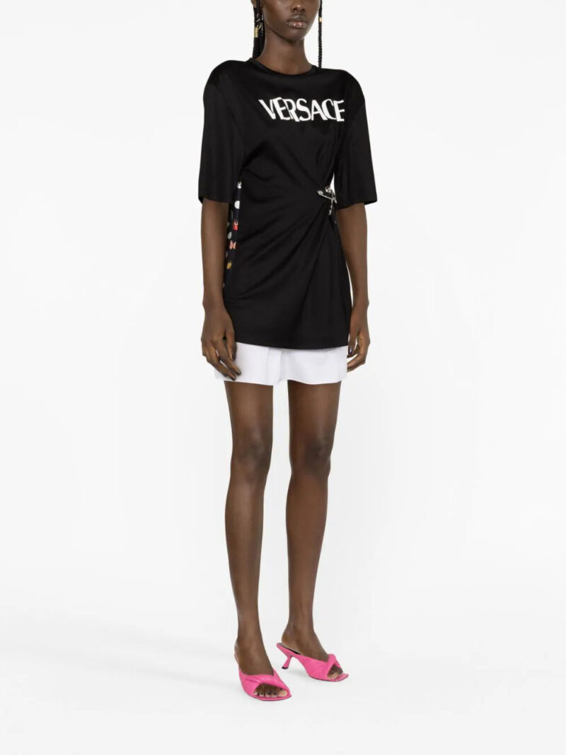 Versace x Dua Lipa Butterfly-print safety-pin T-shirt