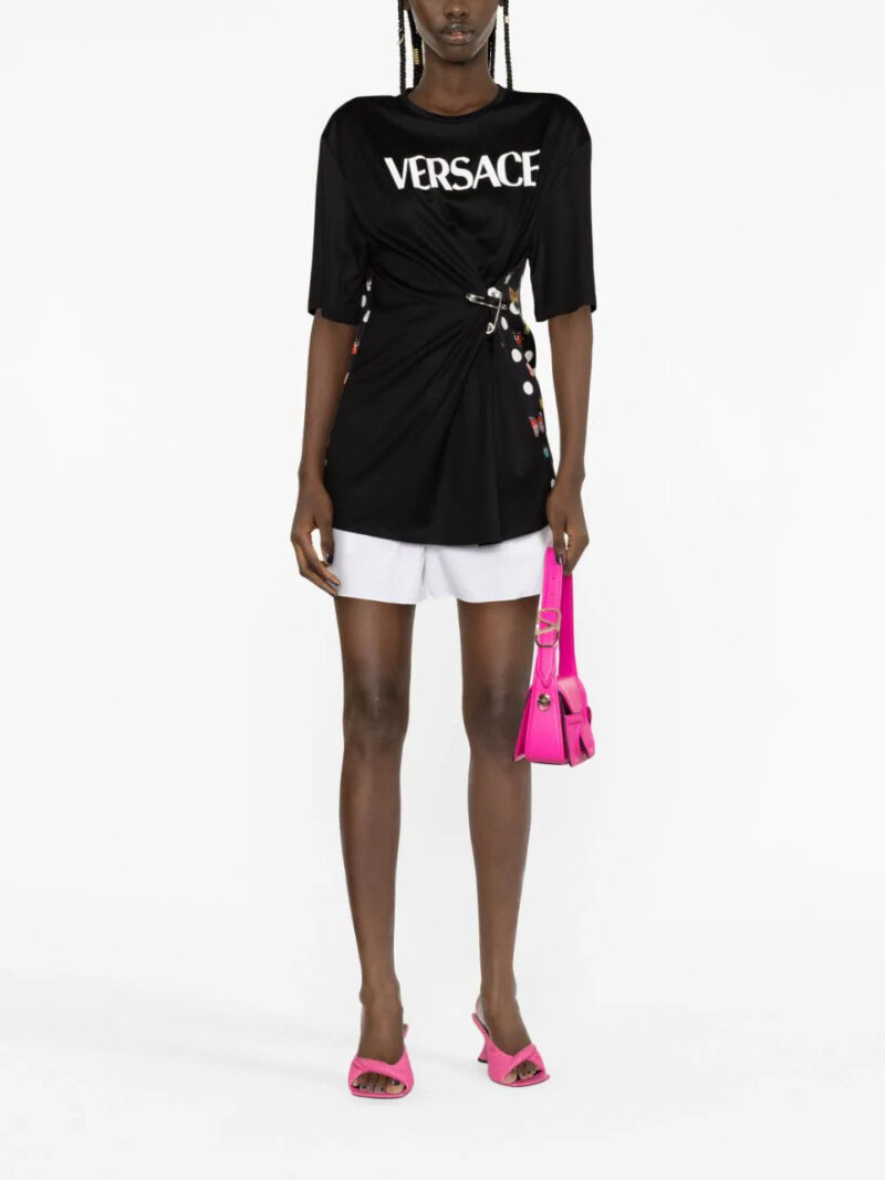 Versace x Dua Lipa Butterfly-print safety-pin T-shirt
