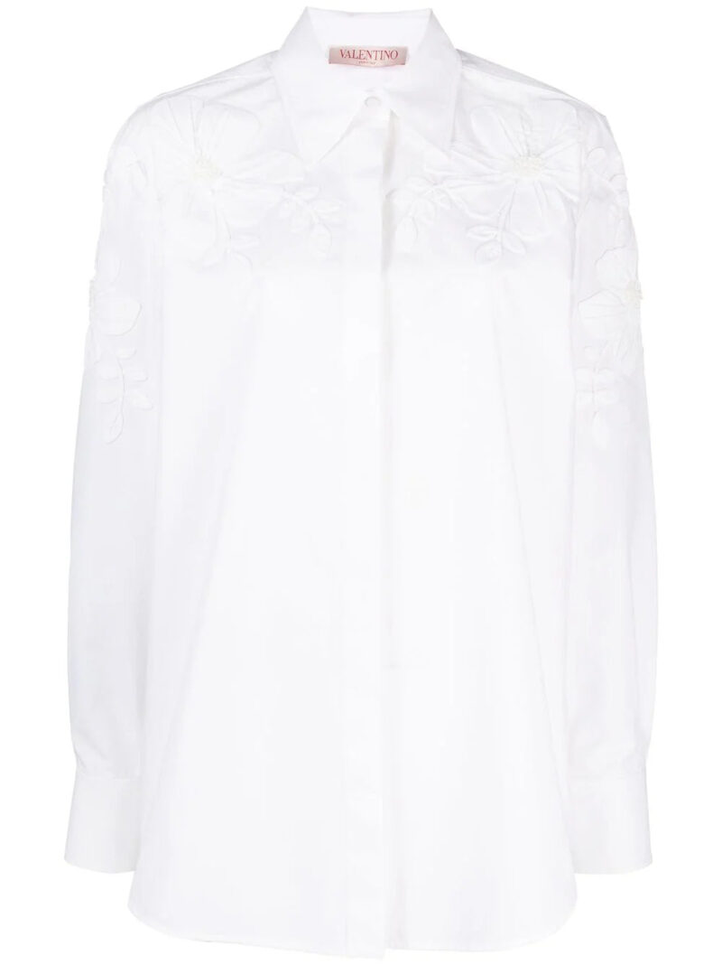 Valentino Garavani  floral-appliqué cotton shirt