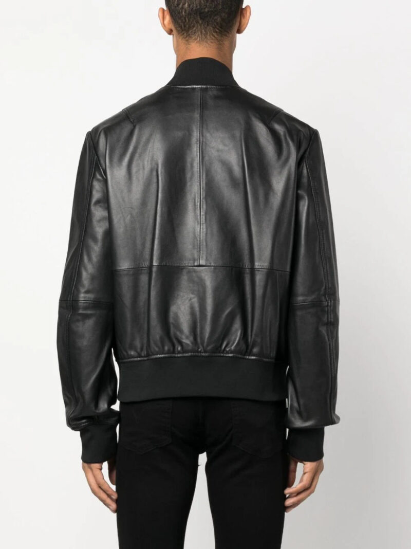 Versace Jeans Couture  logo-embroidered leather jacket