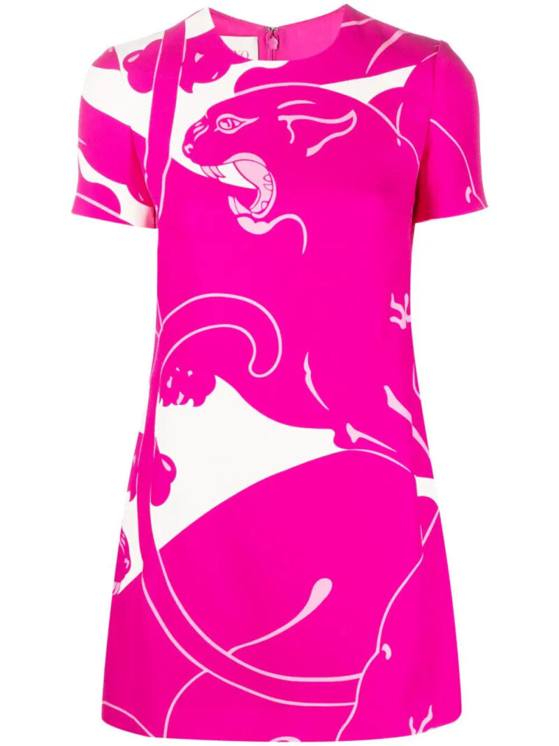 Valentino Garavani  pnather-print short-sleeve dress