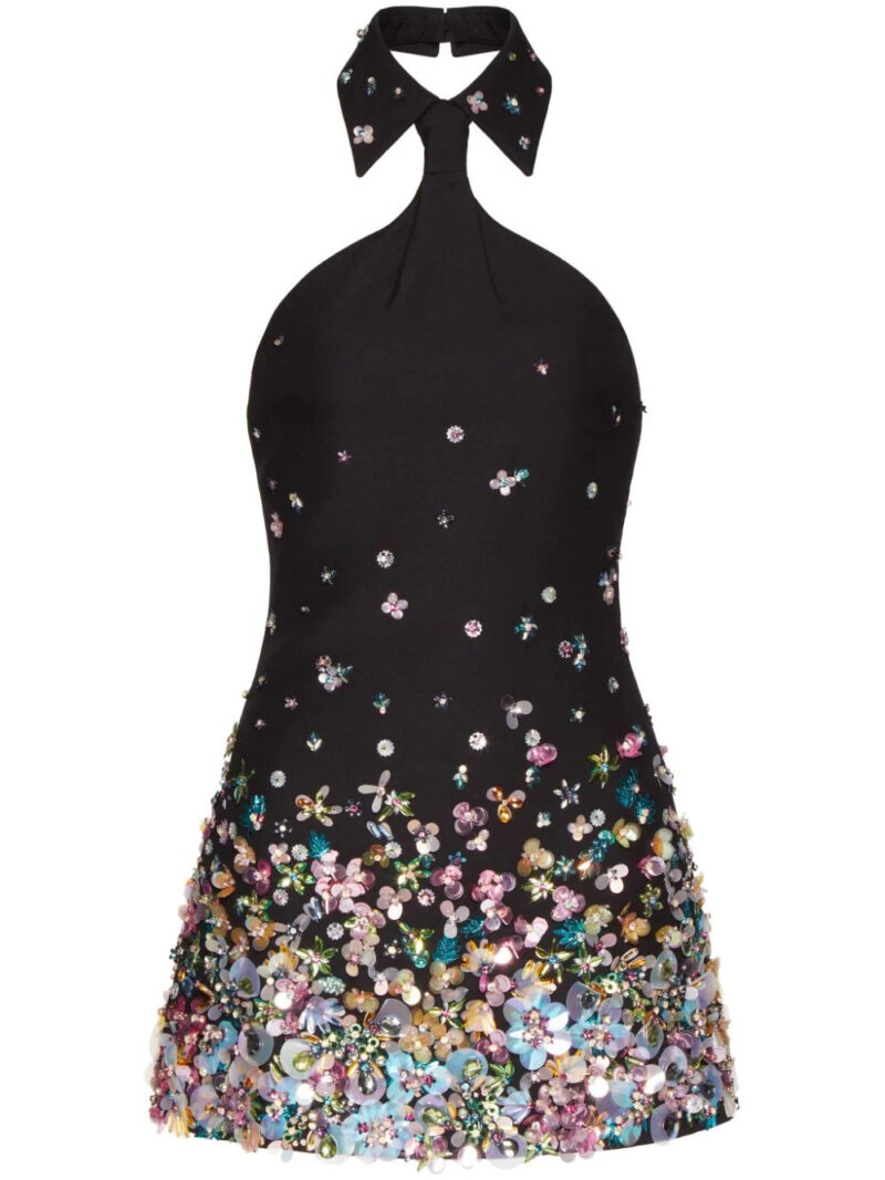 Valentino Garavani  Crepe Couture embroidered minidress