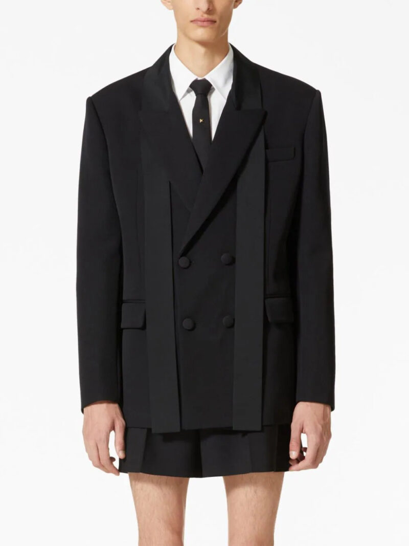 Valentino Garavani scarf-collar double-breasted wool jacket