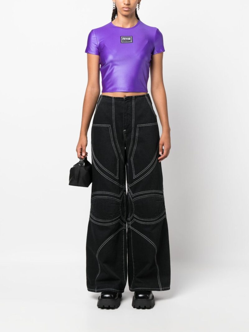 Versace Jeans Couture  logo-patch cropped T-shirt