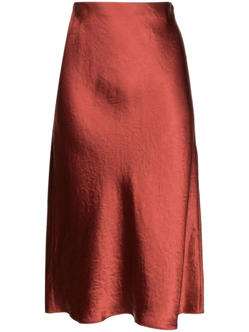 Vince  A-line satin midi skirt