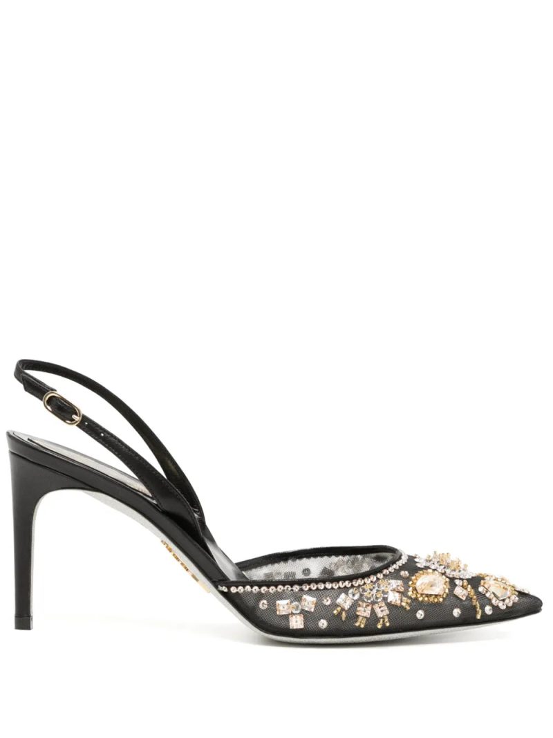 René Caovilla  Aretha 70mm crystal-embellished slingback pumps