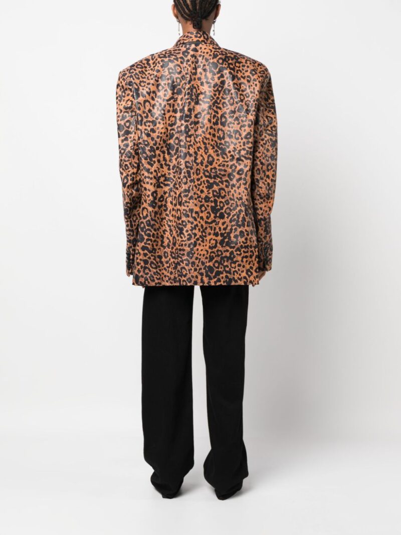 VETEMENTS leopard-print leather blazer jacket