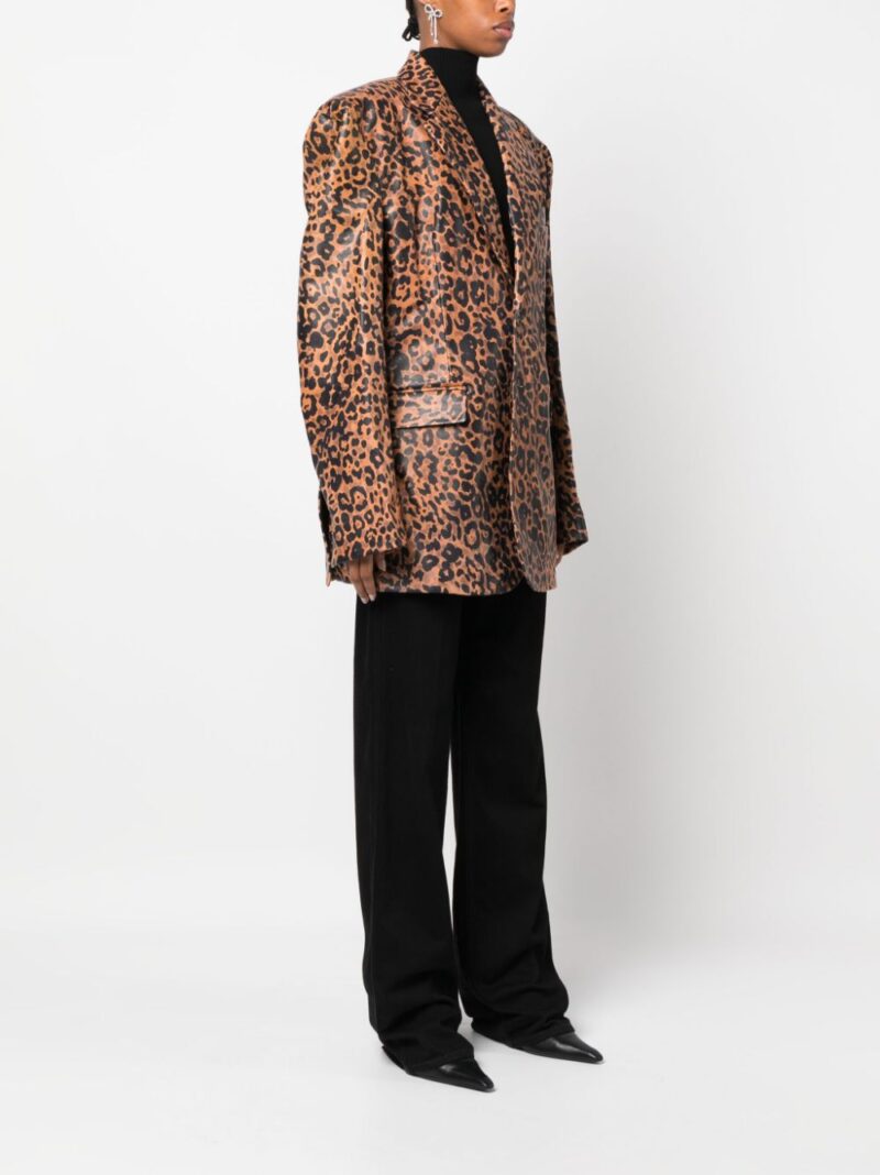 VETEMENTS leopard-print leather blazer jacket