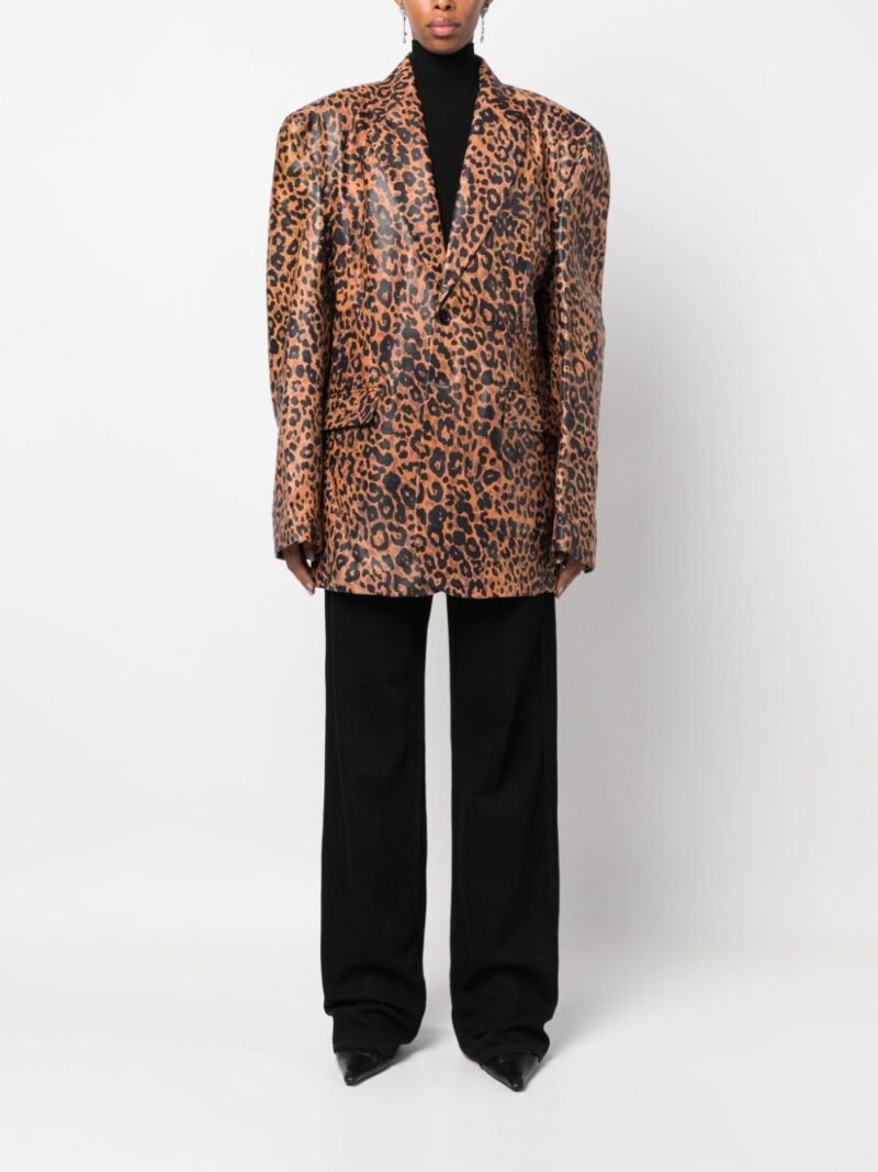 VETEMENTS leopard-print leather blazer jacket
