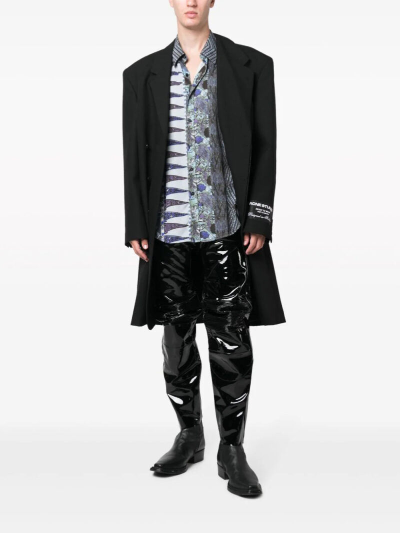 VETEMENTS  panelled gathered patent leather trousers