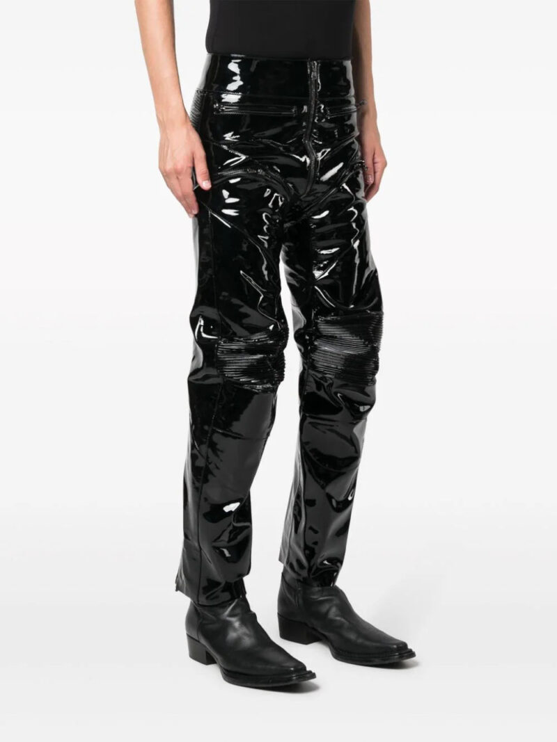 VETEMENTS  panelled gathered patent leather trousers
