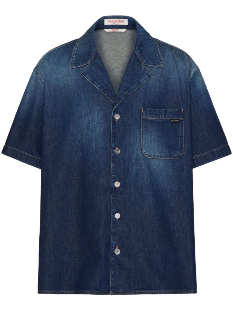 Valentino Garavani denim chambray bowling shirt