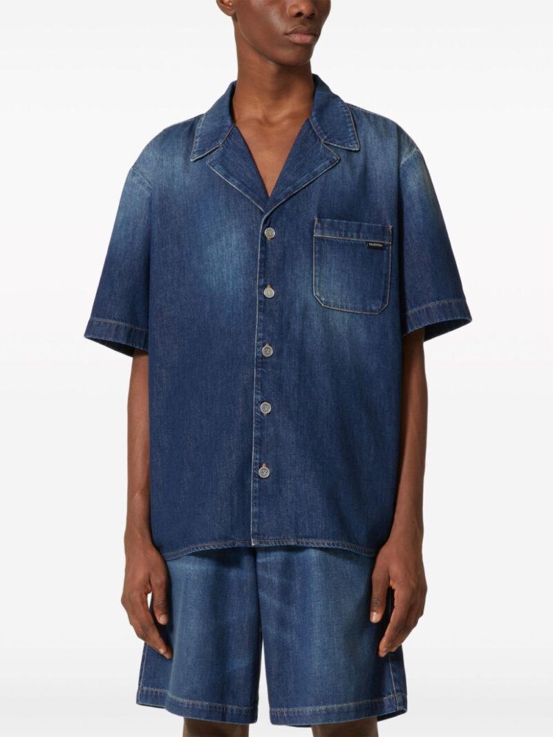Valentino Garavani denim chambray bowling shirt